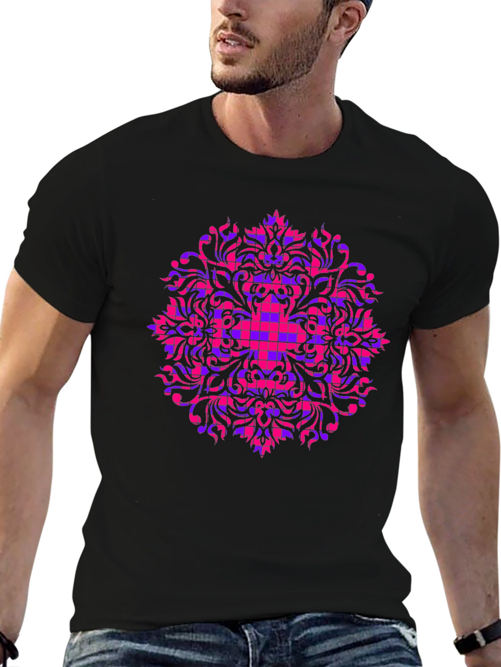 Geometric Mandala Black T-Shirt