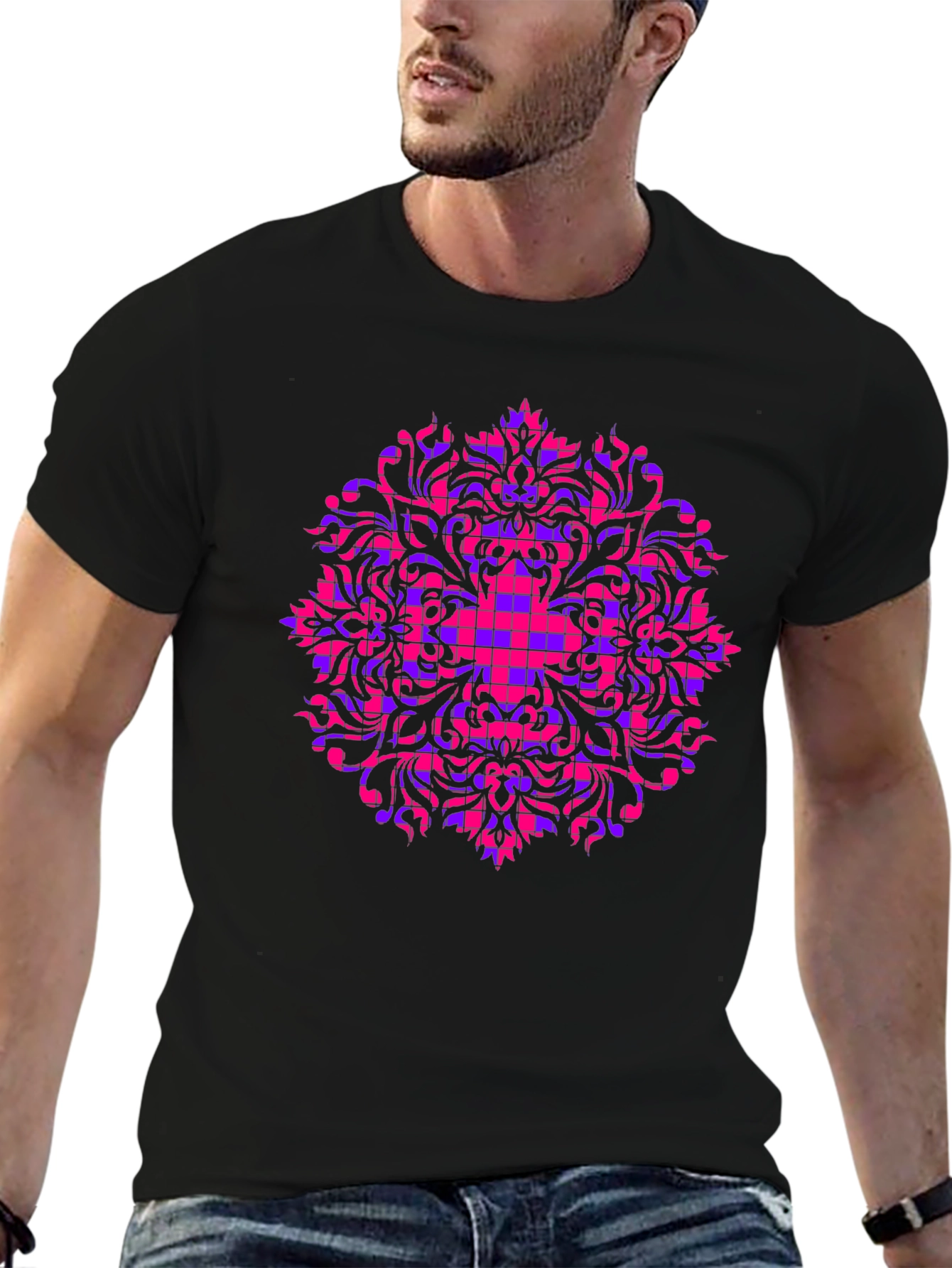 Geometric Mandala Black T-Shirt