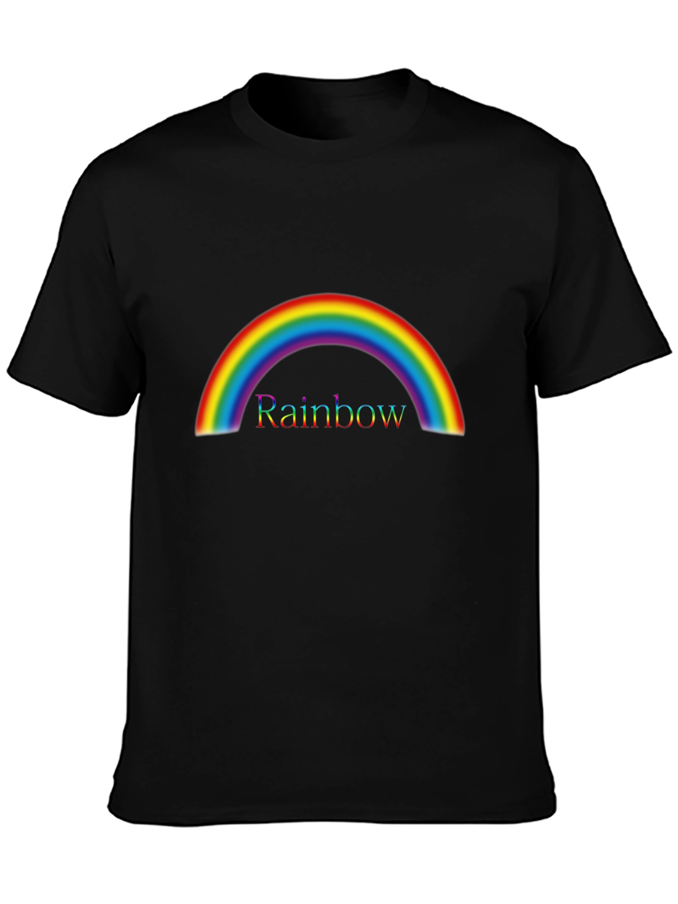 Rainbow Graphic Tee - Colorful Arc Design - Black