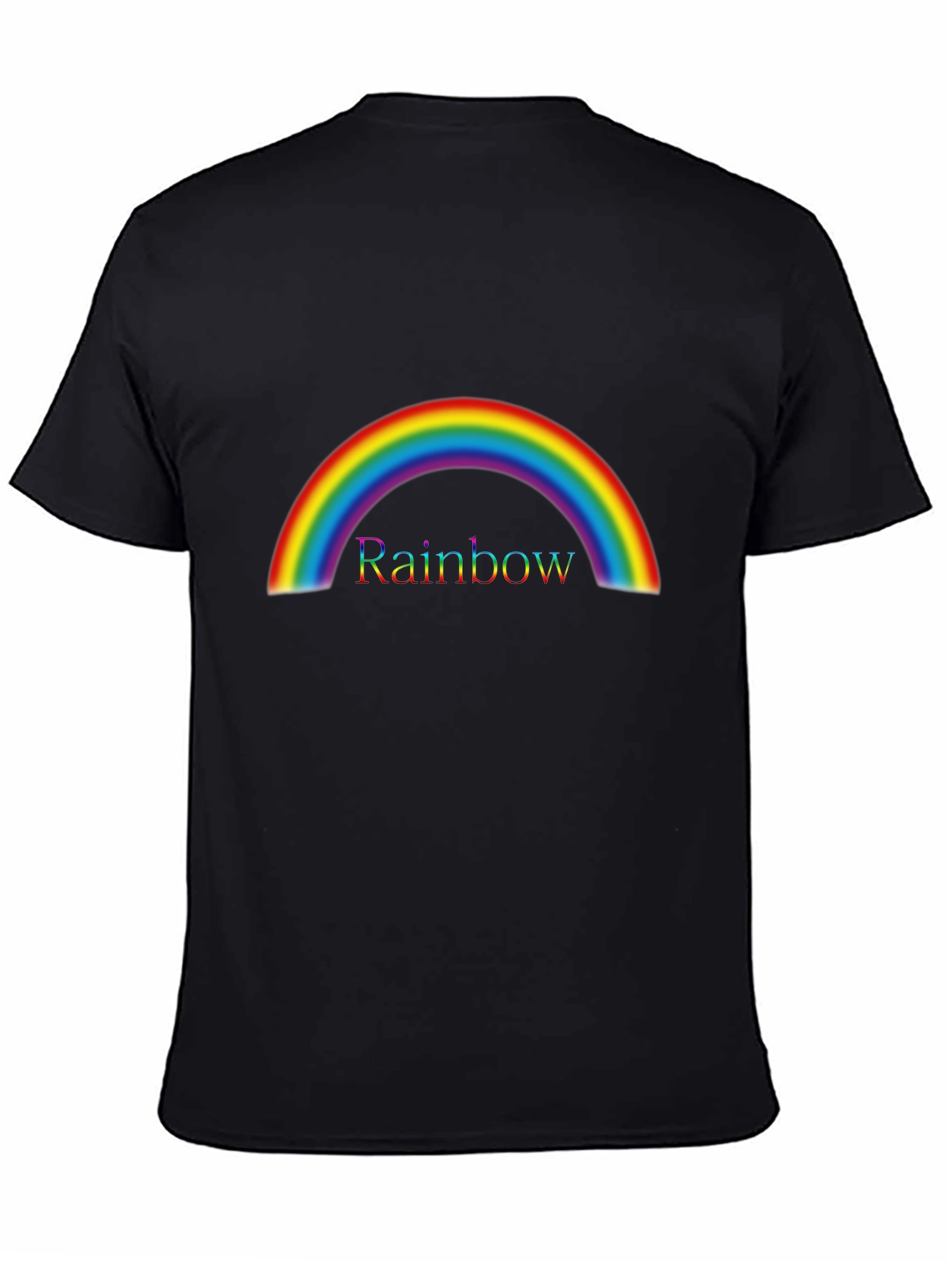 Rainbow Graphic Tee - Colorful Arc Design - Black