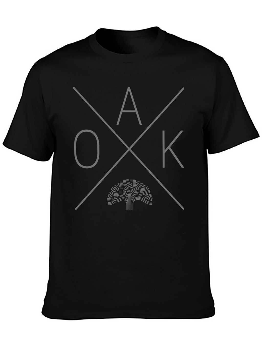 Modern Oak Tree Graphic Tee - Black
