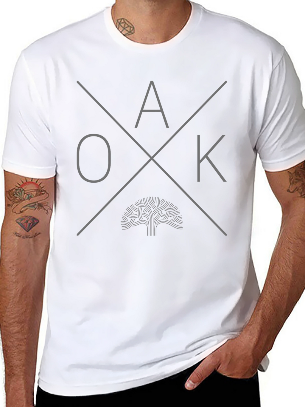 Modern Oak Tree Graphic Tee - Black
