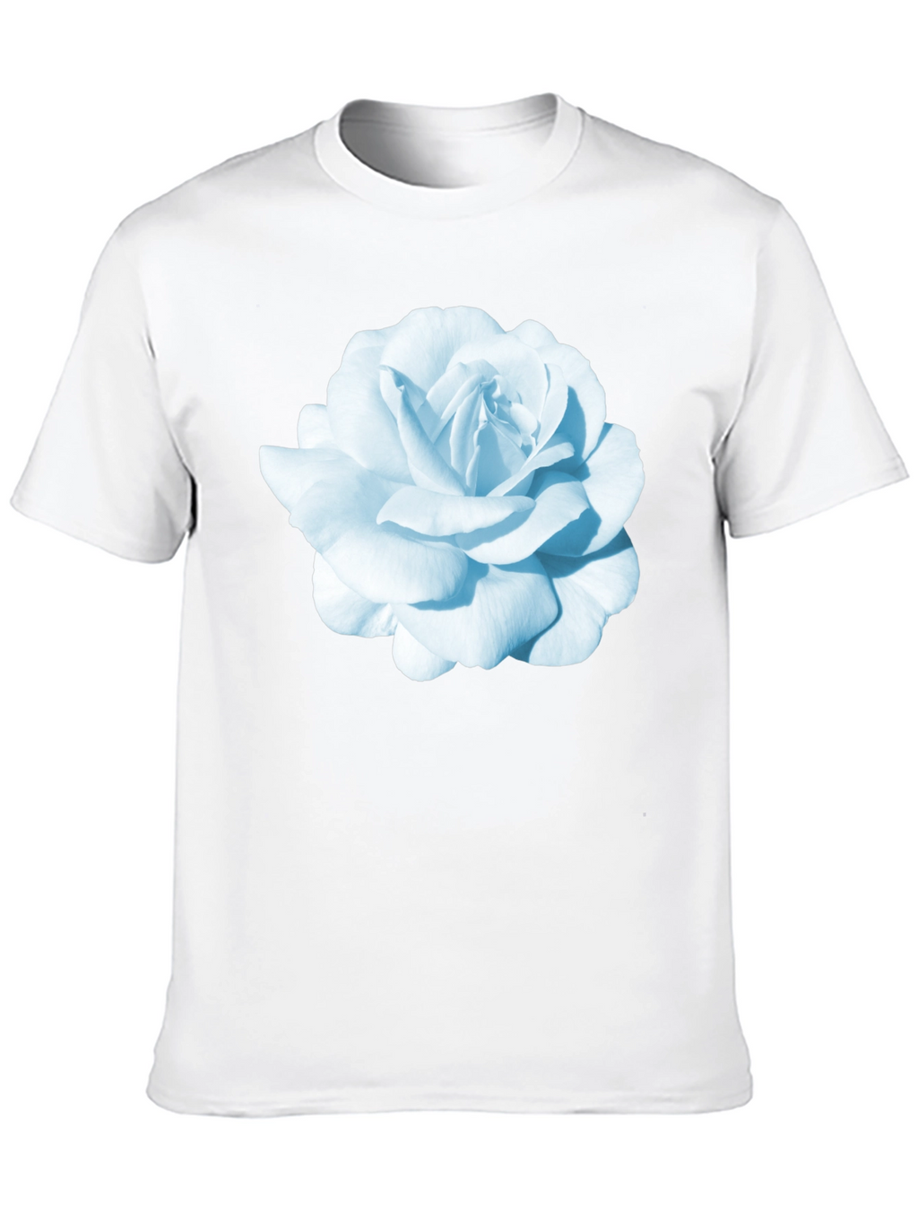 Black T-Shirt with Blue Rose Graphic Print