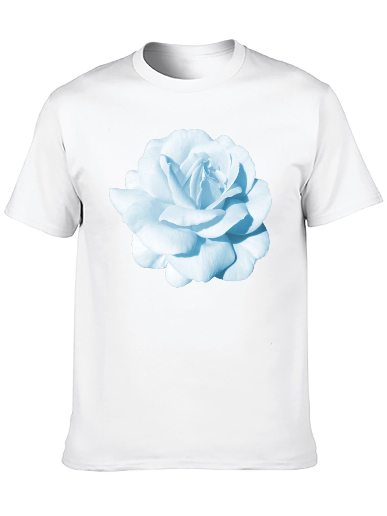 Black T-Shirt with Blue Rose Graphic Print