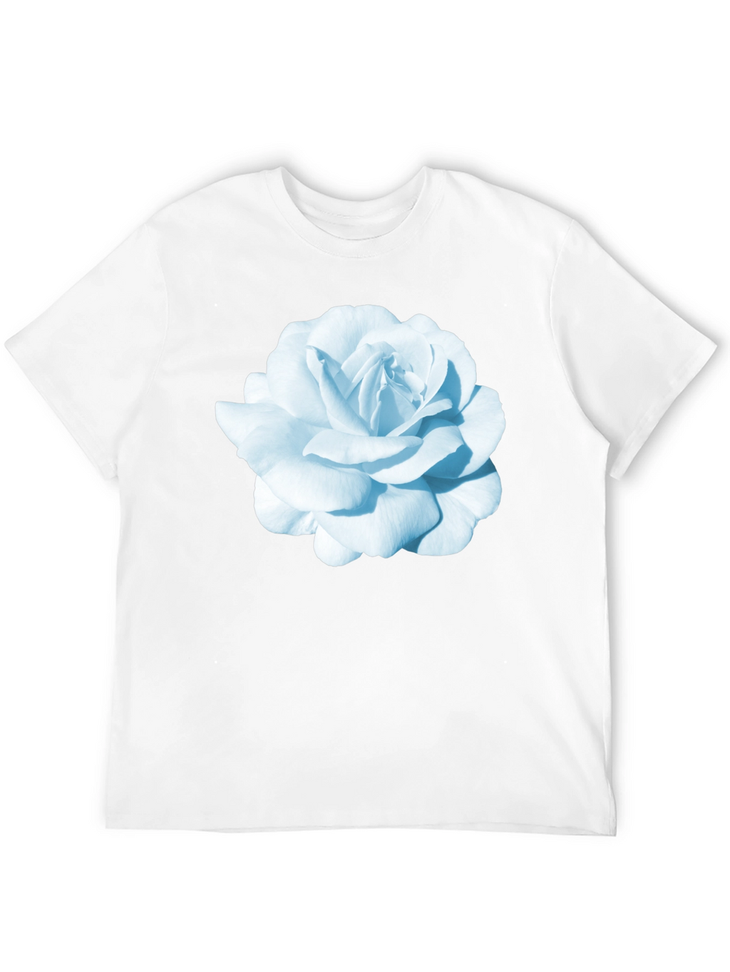 Black T-Shirt with Blue Rose Graphic Print