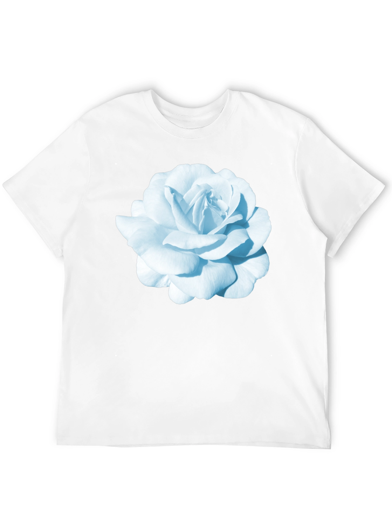 Black T-Shirt with Blue Rose Graphic Print