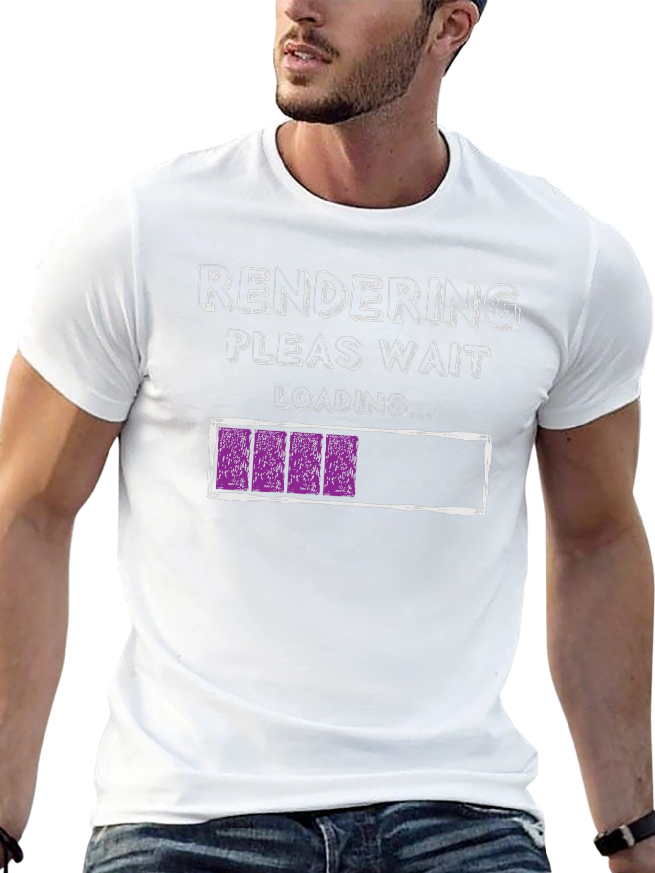 Rendering Please Wait Loading Funny Black T-Shirt