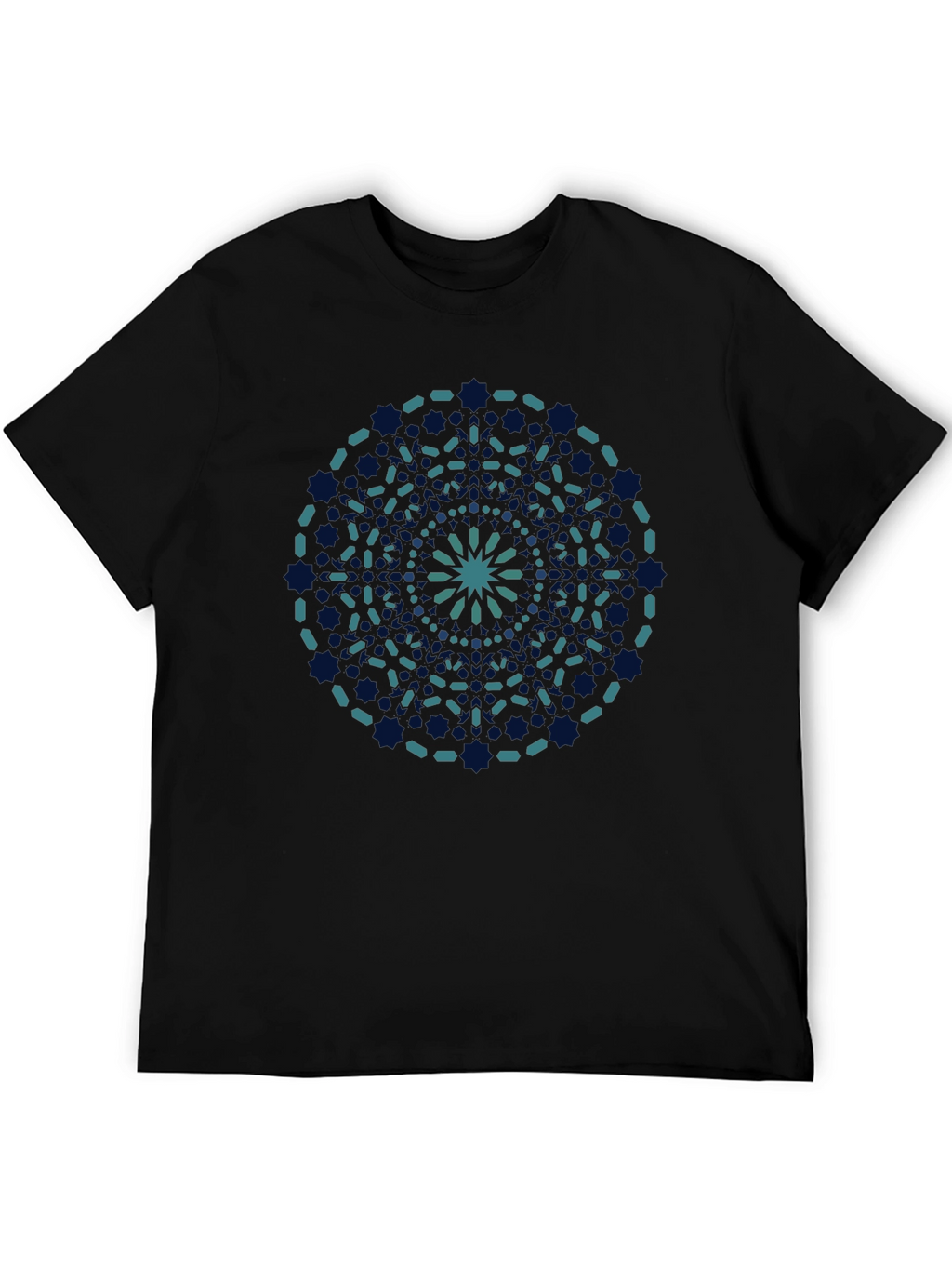 Geometric Mandala Print Black T-Shirt