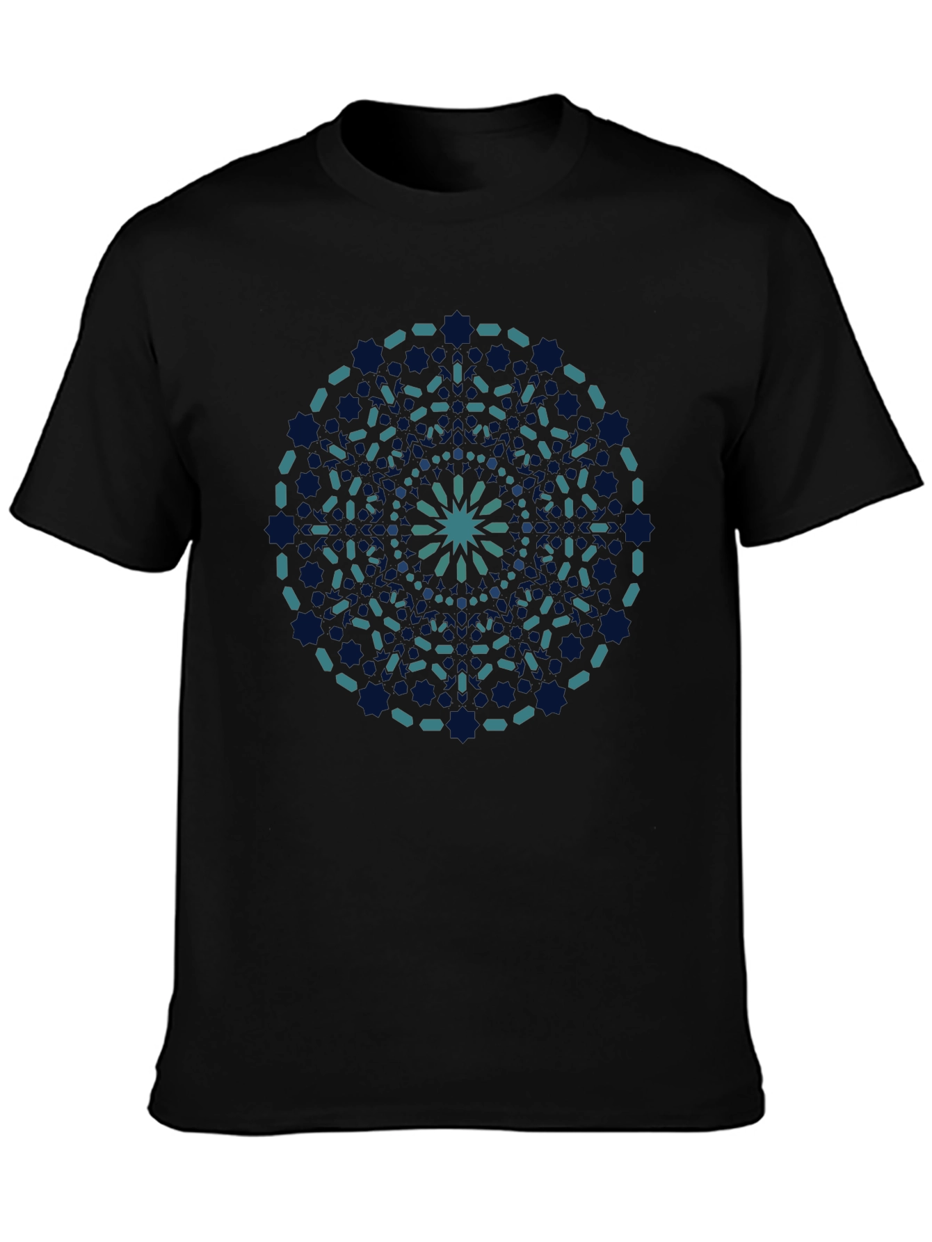 Geometric Mandala Print Black T-Shirt