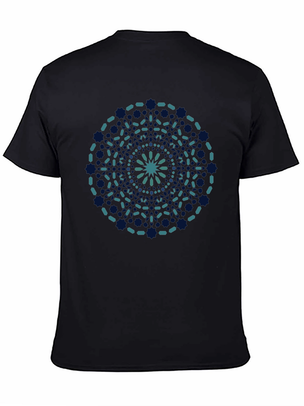 Geometric Mandala Print Black T-Shirt