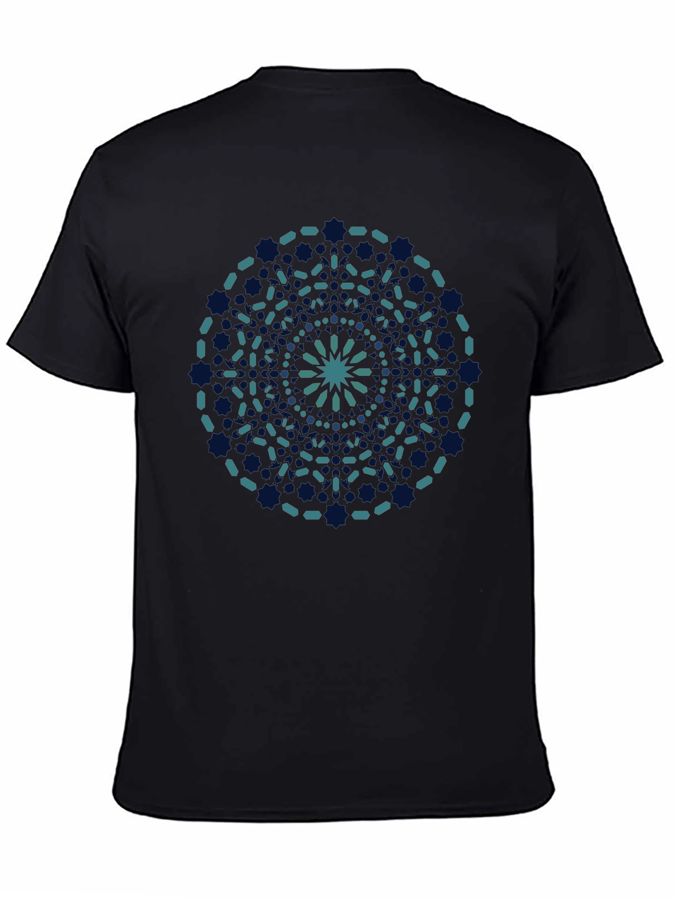Geometric Mandala Print Black T-Shirt