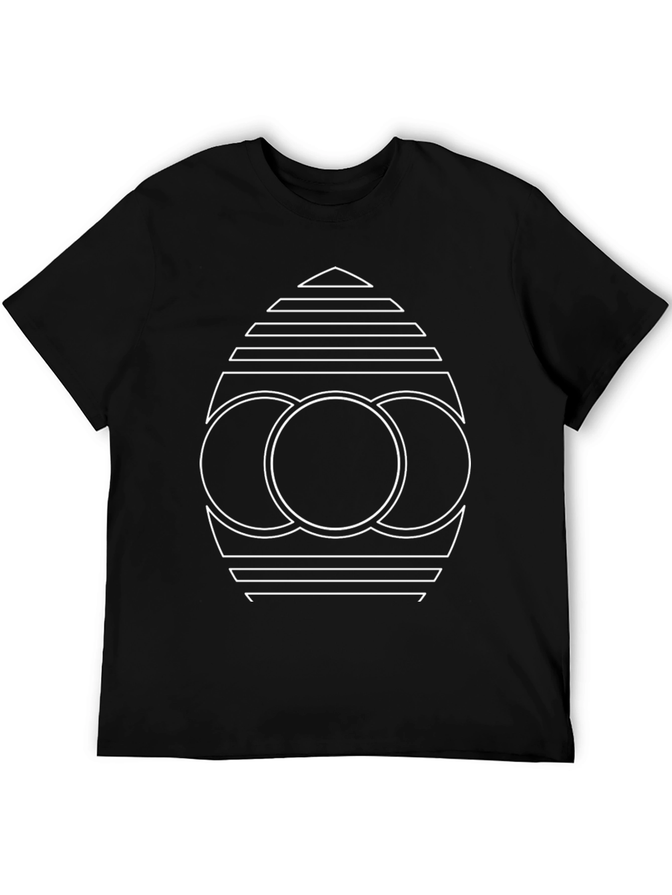 Geometric Graphic Print Black Tee Shirt