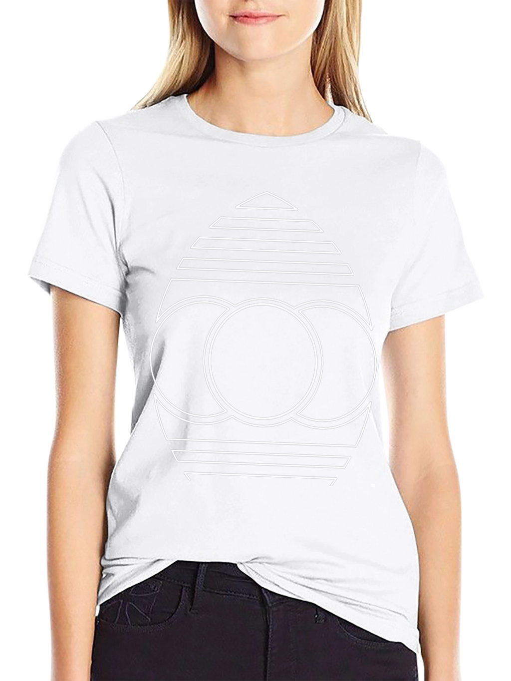 Geometric Graphic Print Black Tee Shirt