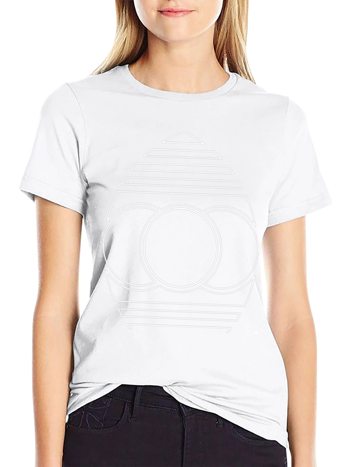 Geometric Graphic Print Black Tee Shirt