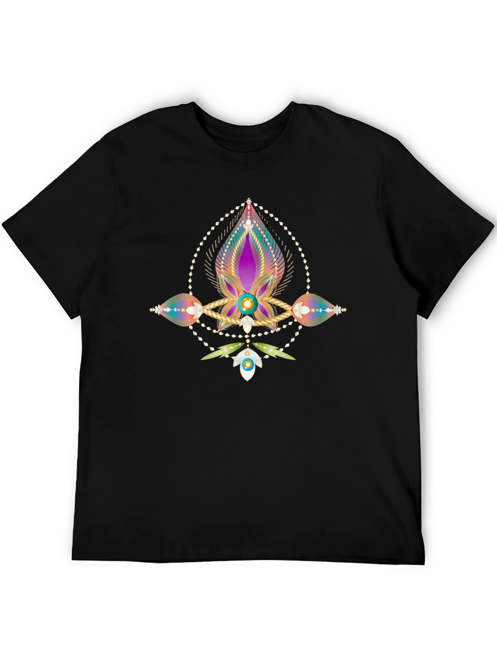 Mystic Bloom Graphic Tee - Black Cotton Blend Shirt