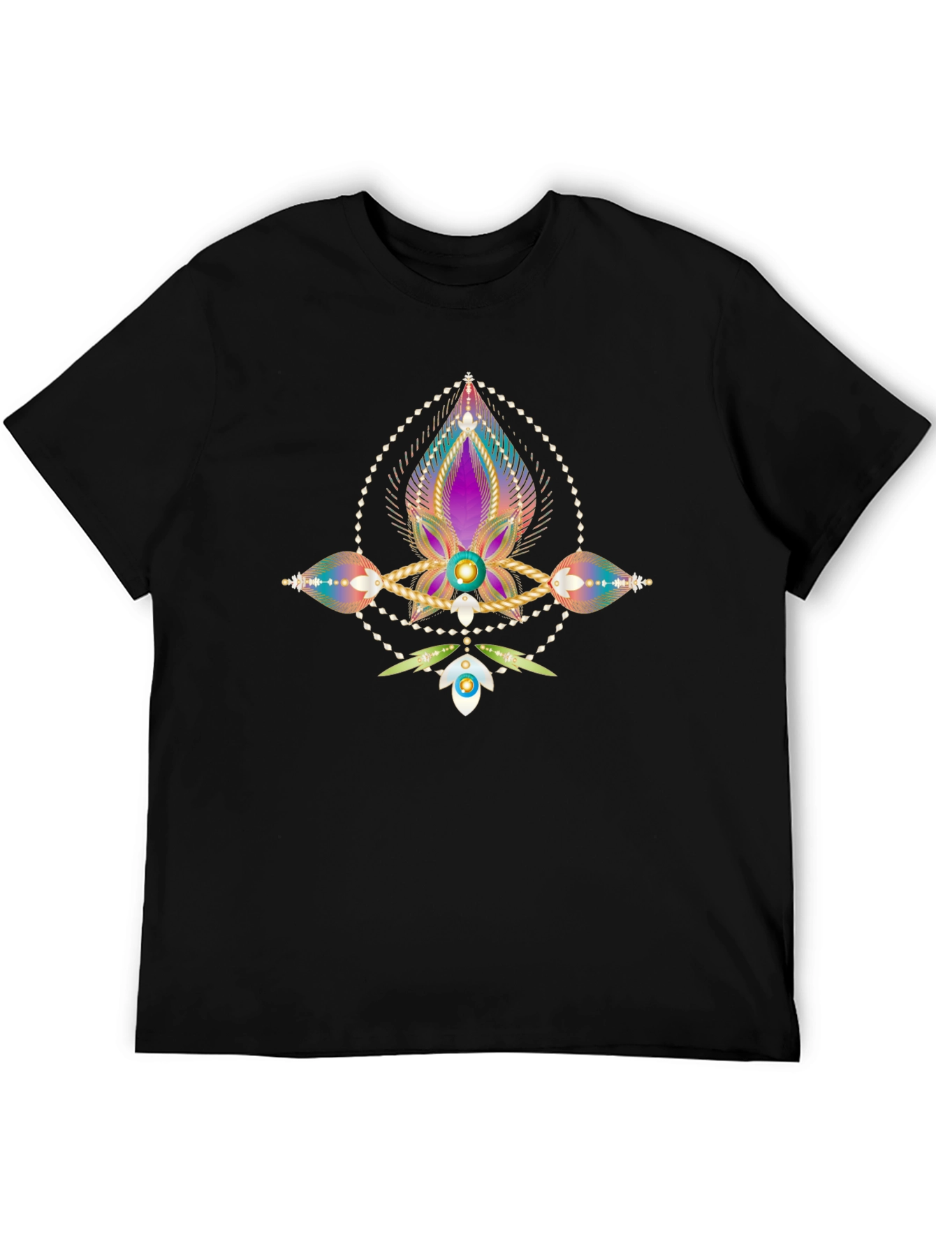 Mystic Bloom Graphic Tee - Black Cotton Blend Shirt