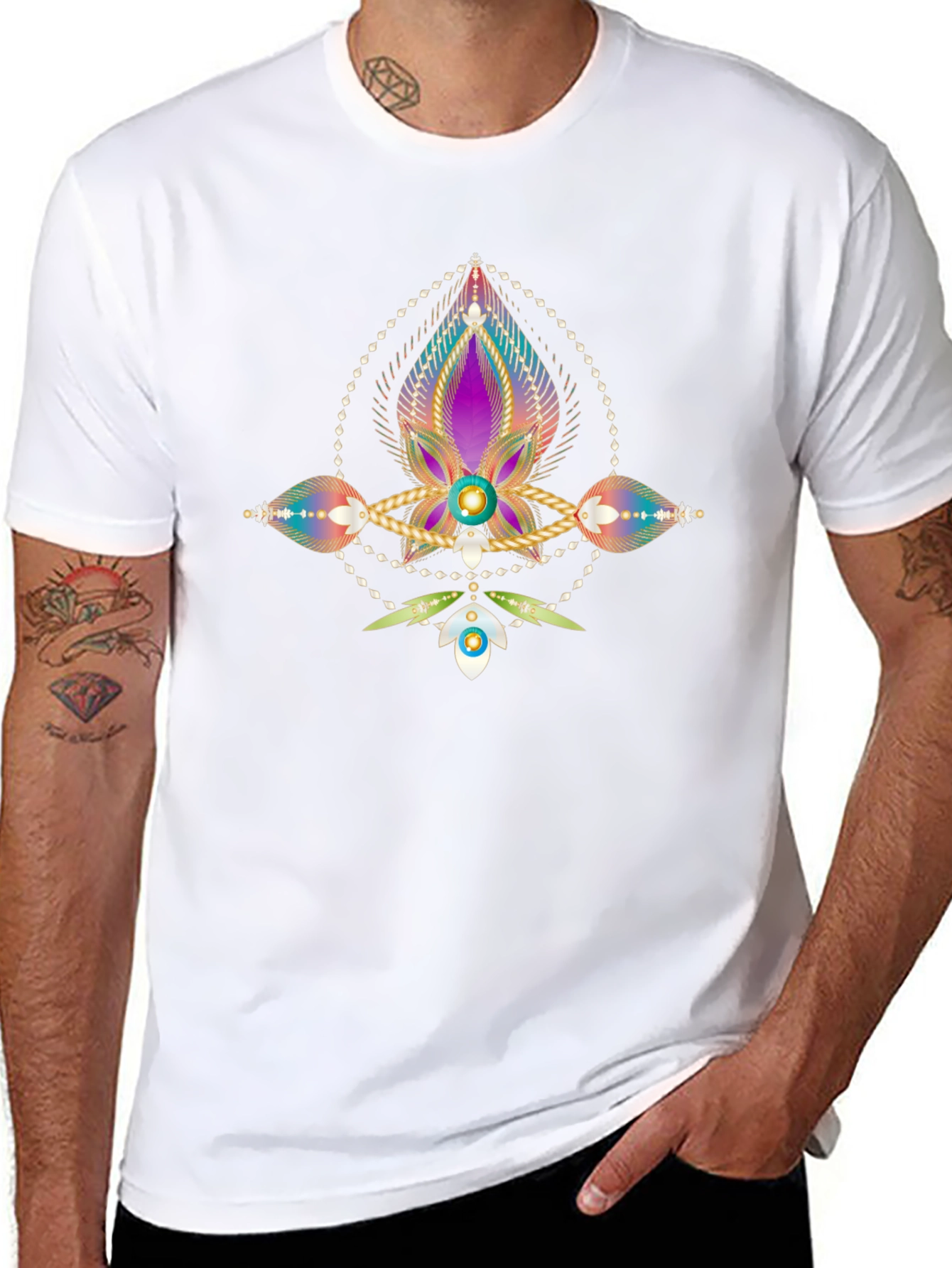Mystic Bloom Graphic Tee - Black Cotton Blend Shirt