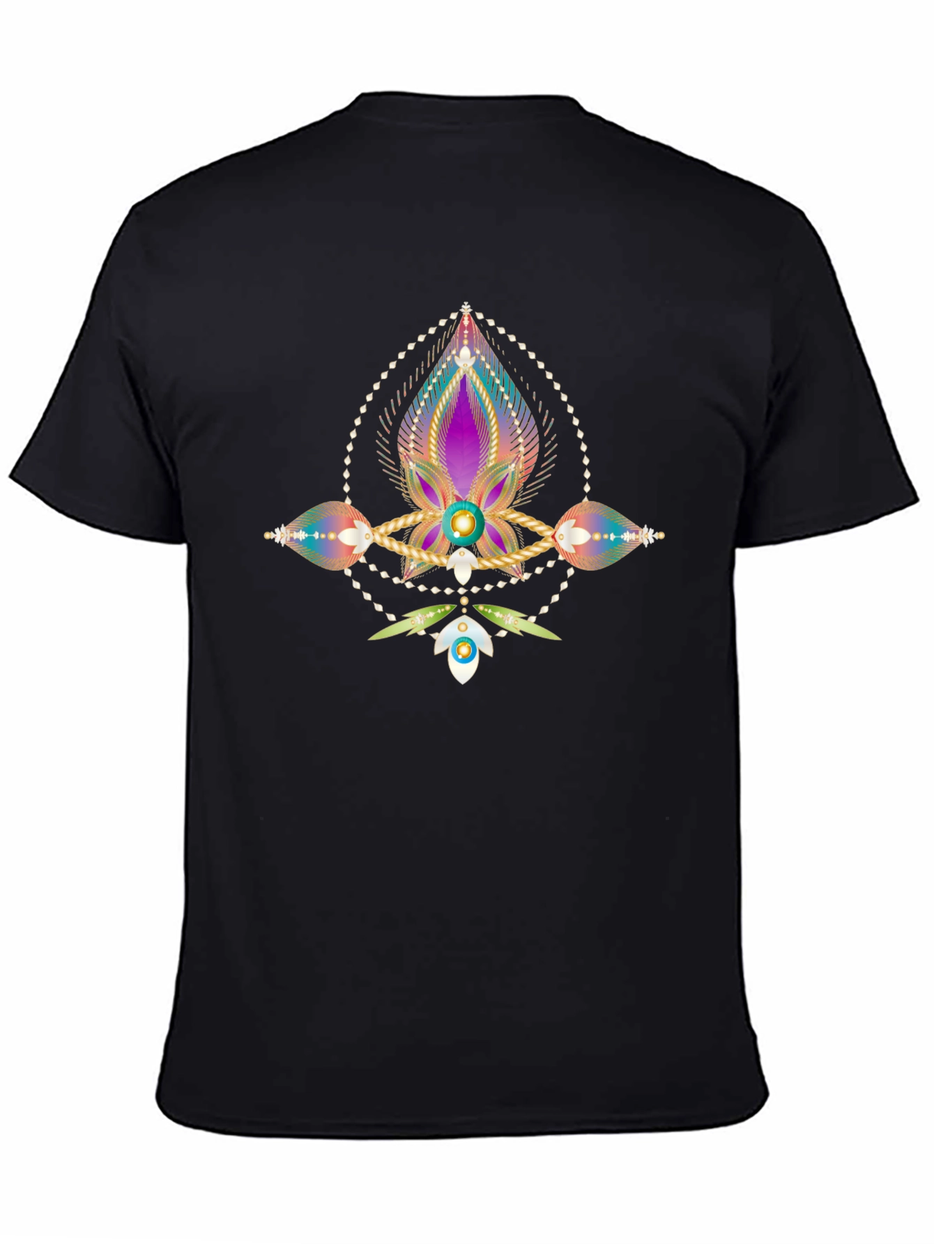 Mystic Bloom Graphic Tee - Black Cotton Blend Shirt