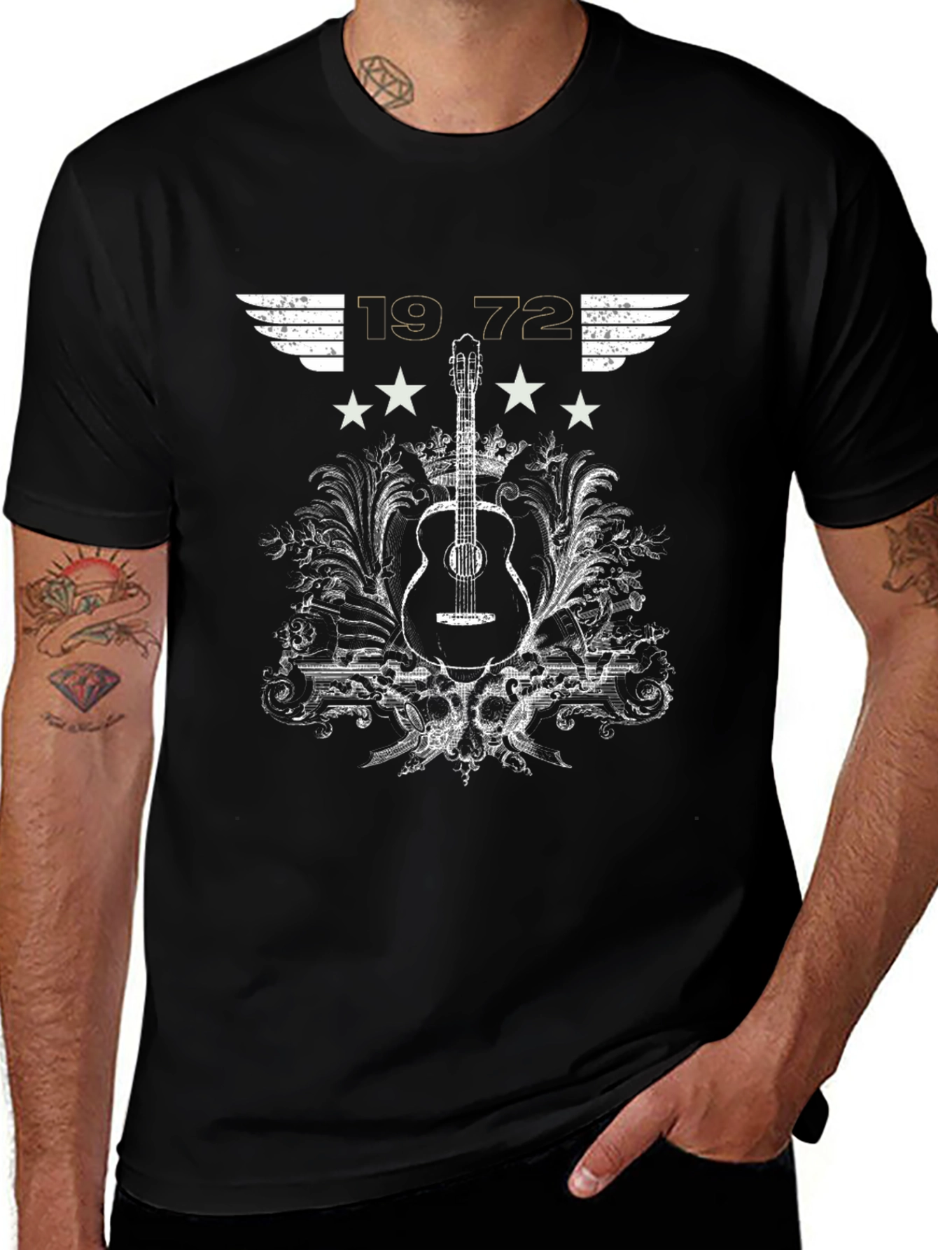 Vintage 1972 Guitar T-Shirt - Classic Rock Style
