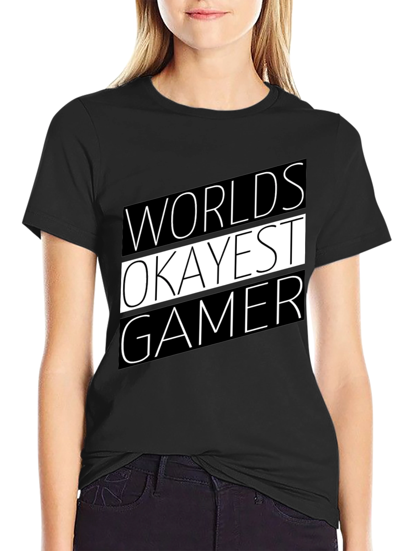 Worlds Okayest Gamer T-Shirt - Black Graphic Tee