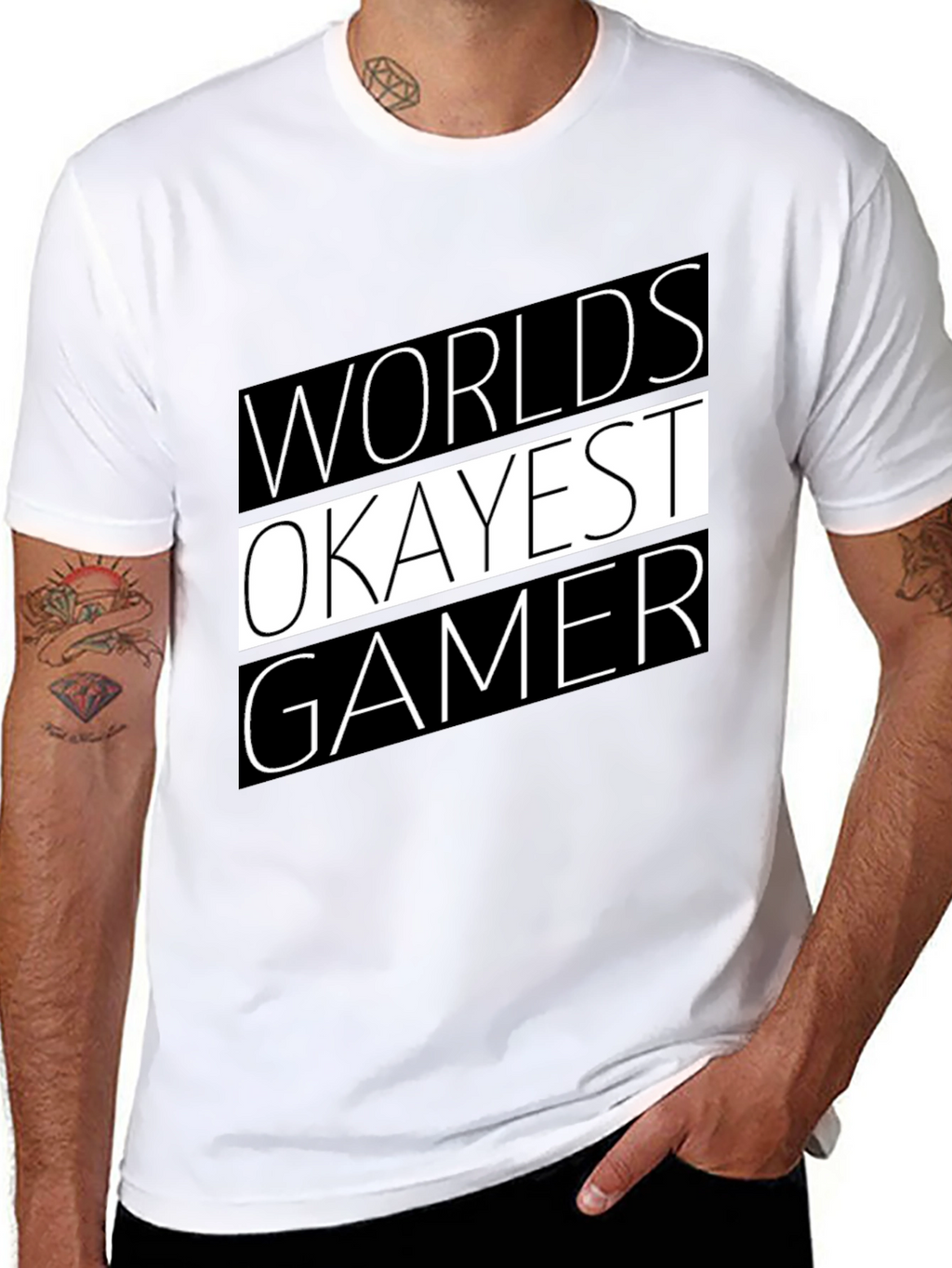 Worlds Okayest Gamer T-Shirt - Black Graphic Tee