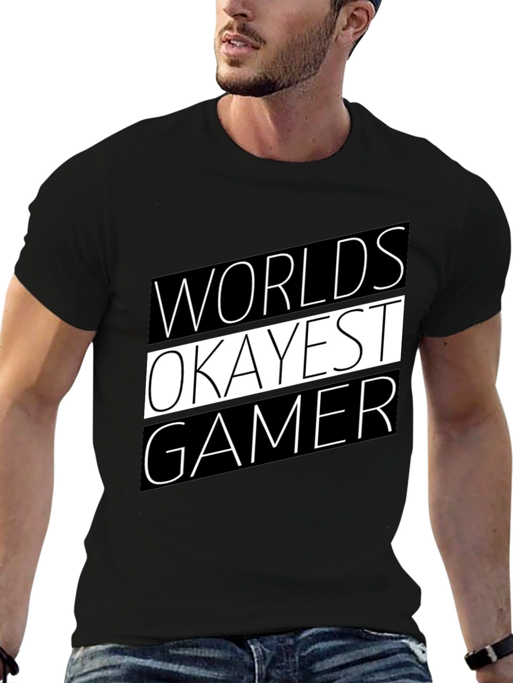 Worlds Okayest Gamer T-Shirt - Black Graphic Tee