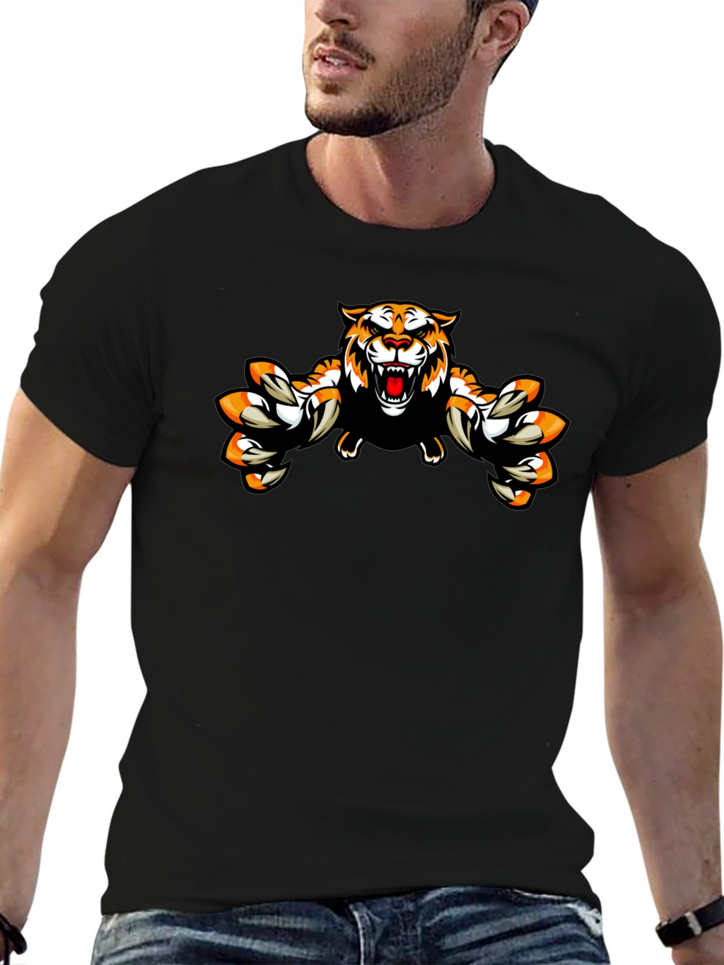 Roaring Tiger Graphic Black T-Shirt