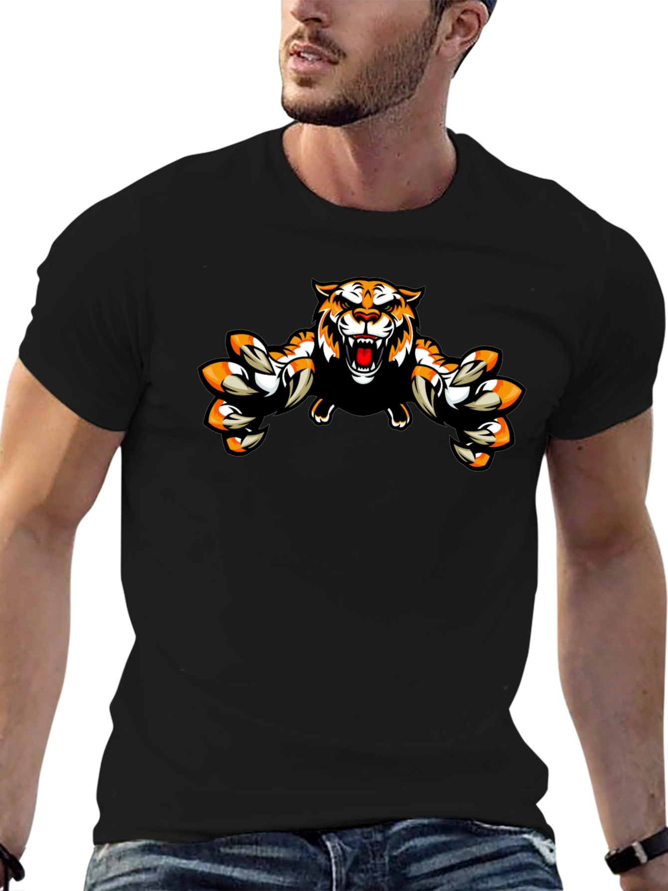 Roaring Tiger Graphic Black T-Shirt