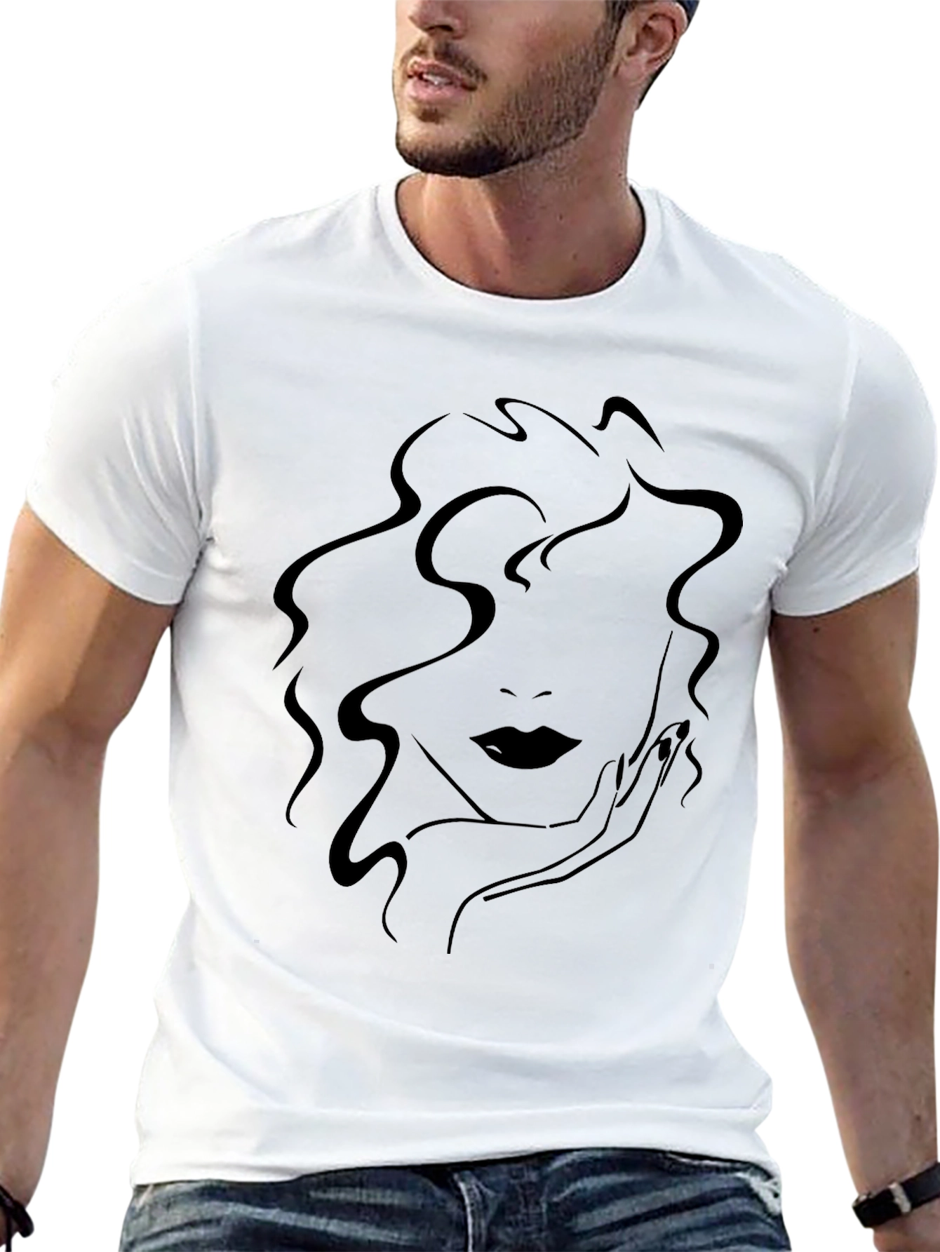 Abstract Woman Face Graphic T-Shirt