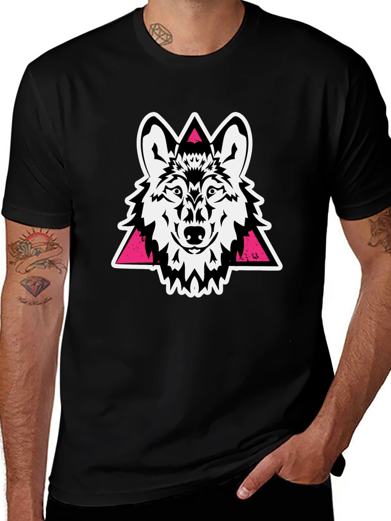 Wolf Graphic Tee - Black Stylish Cotton T-Shirt