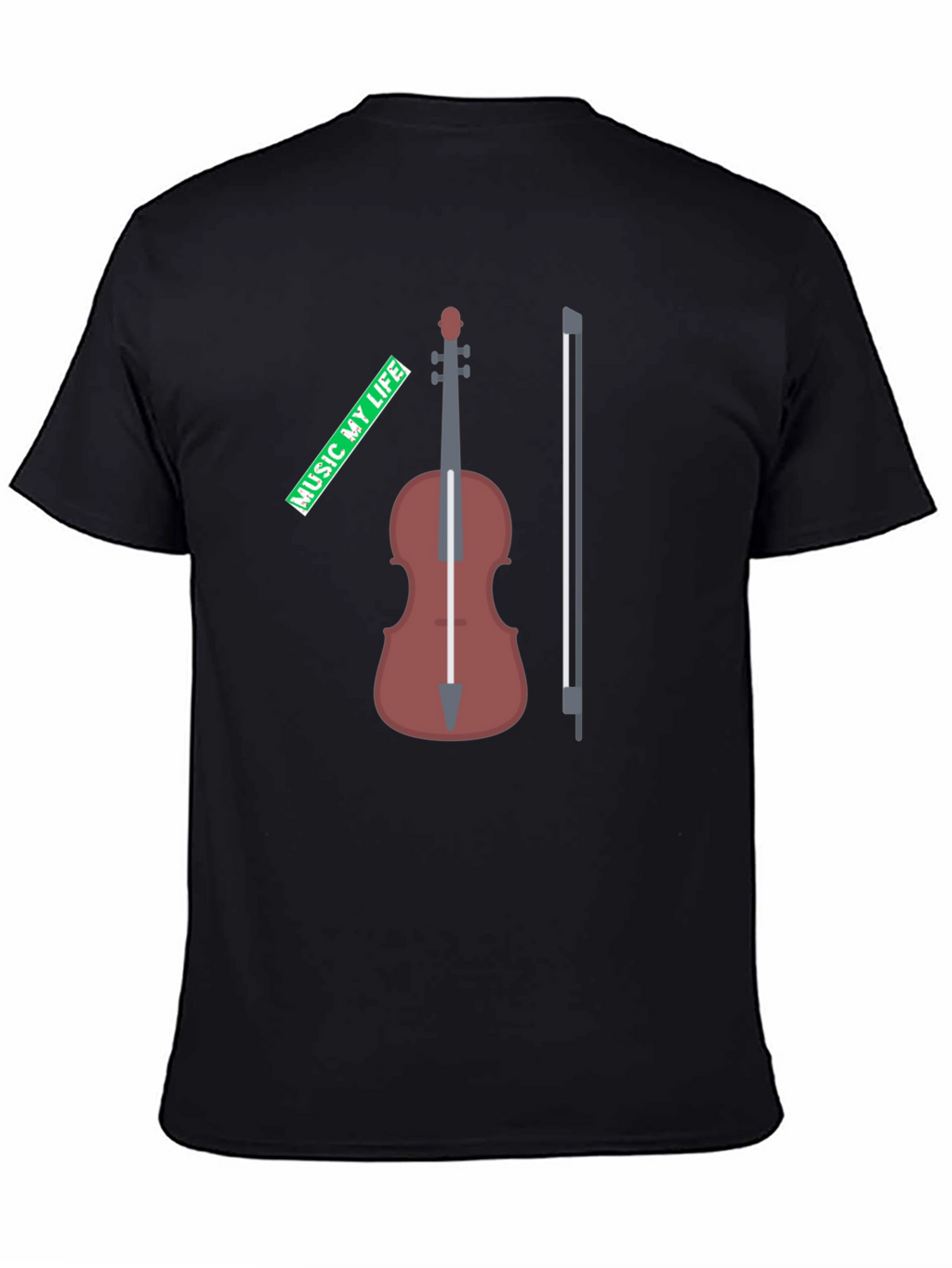 Music My Life Violin Graphic Tee - Black