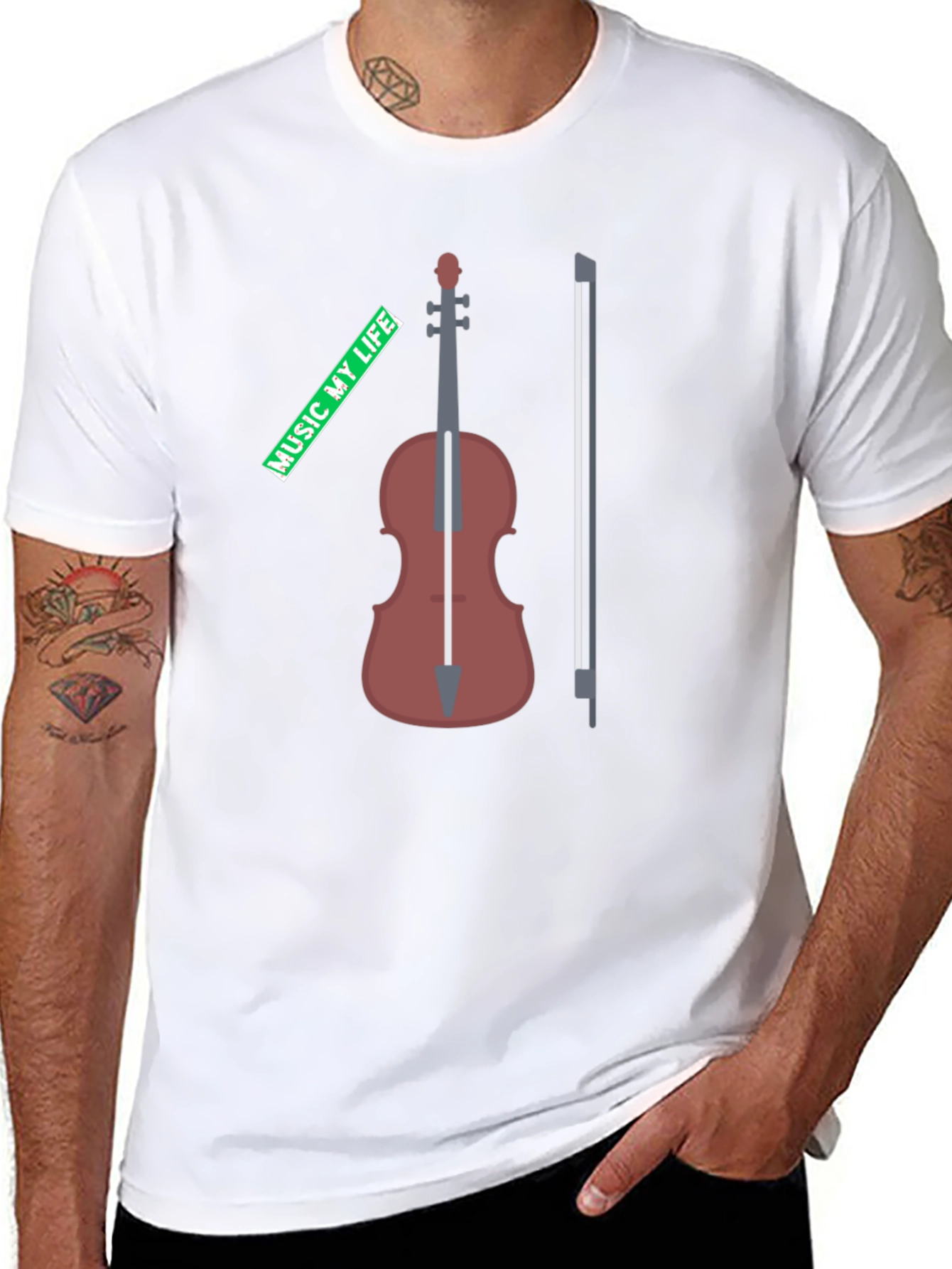 Music My Life Violin Graphic Tee - Black