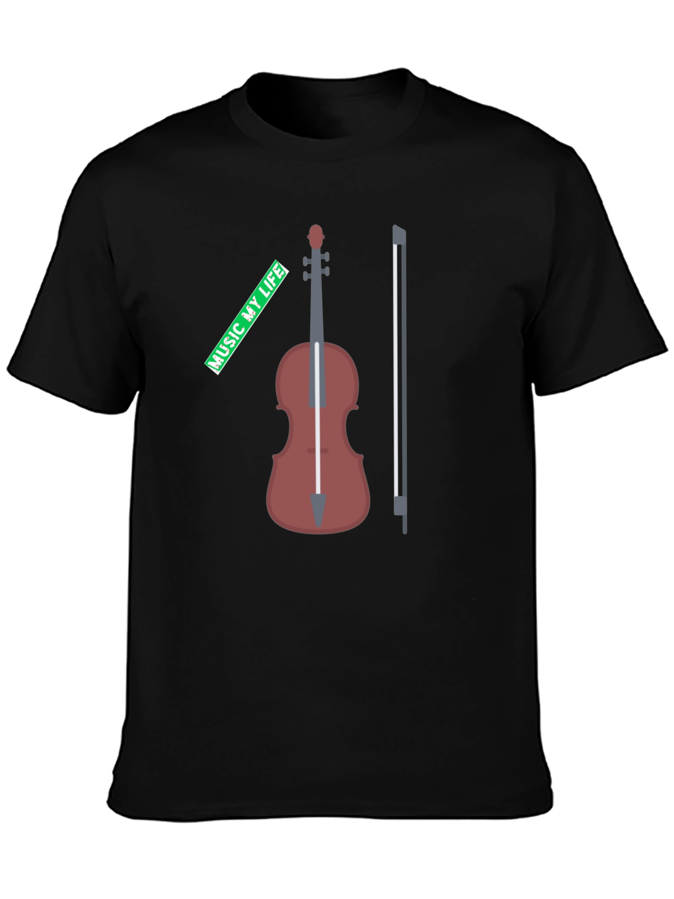 Music My Life Violin Graphic Tee - Black
