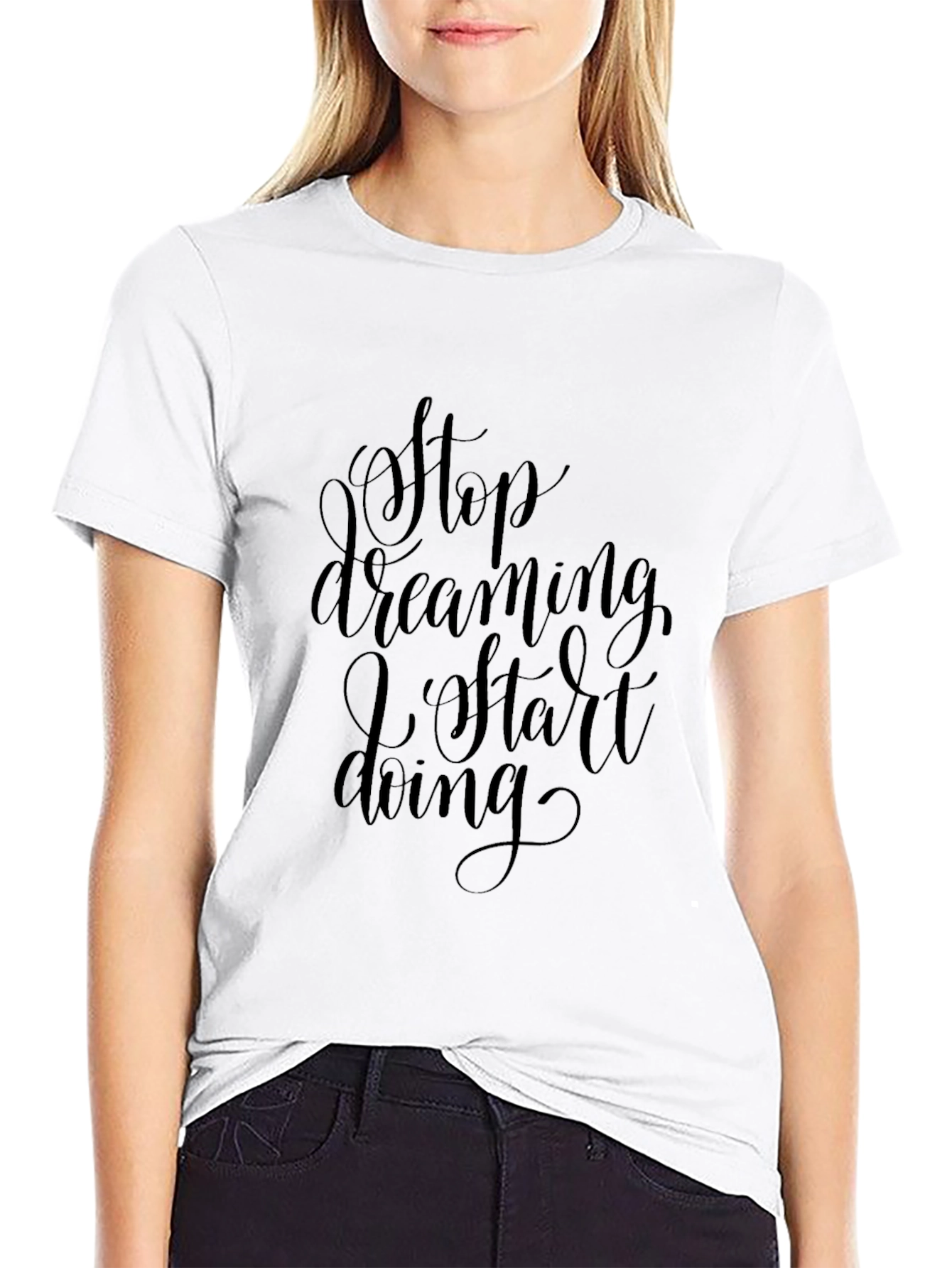 Mens Black Stop Dreaming Start Doing Graphic Tee