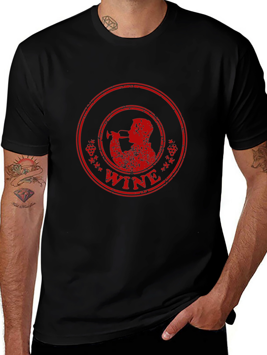 Wine Drinker Graphic T-Shirt - Black