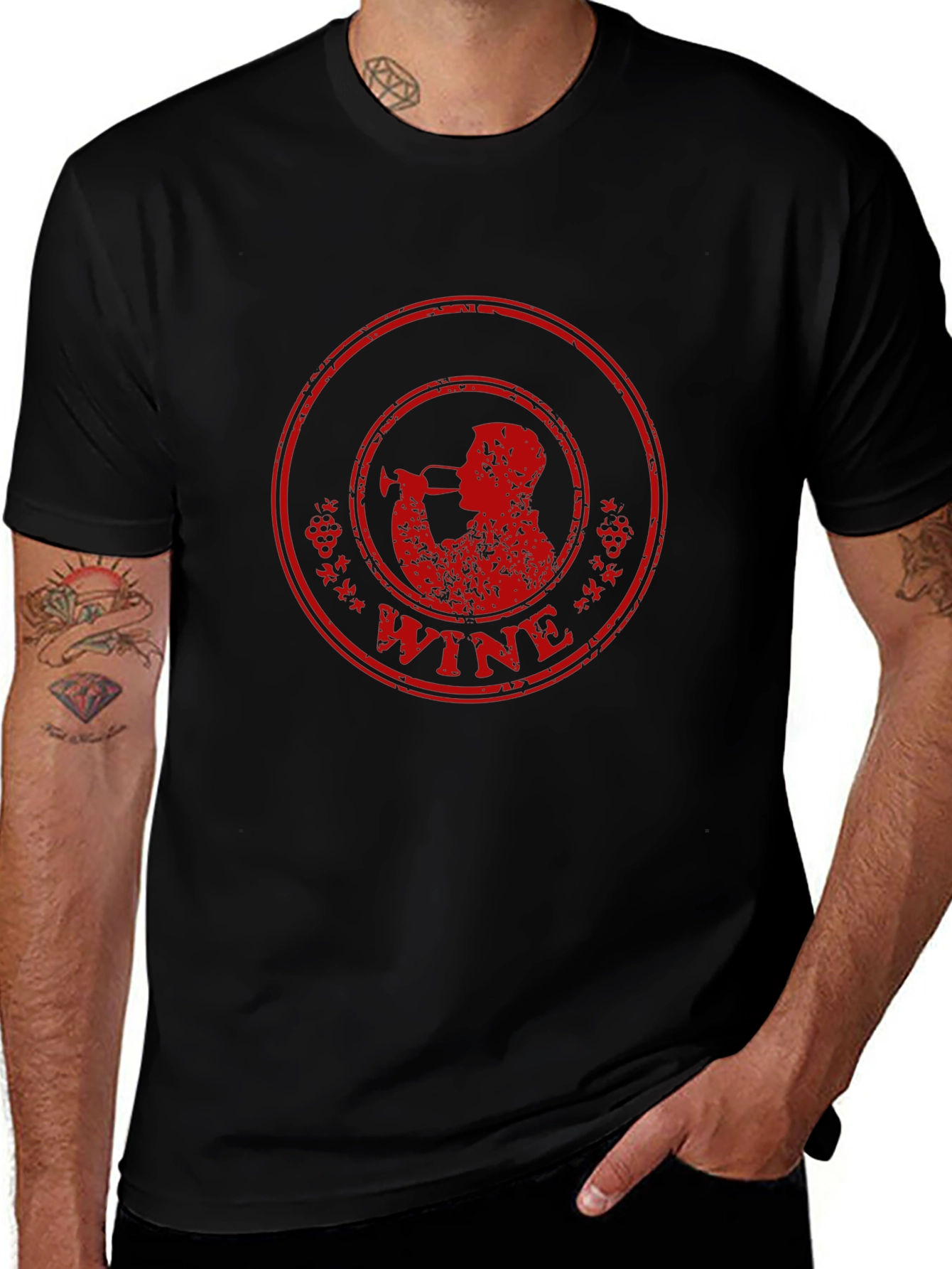 Wine Drinker Graphic T-Shirt - Black