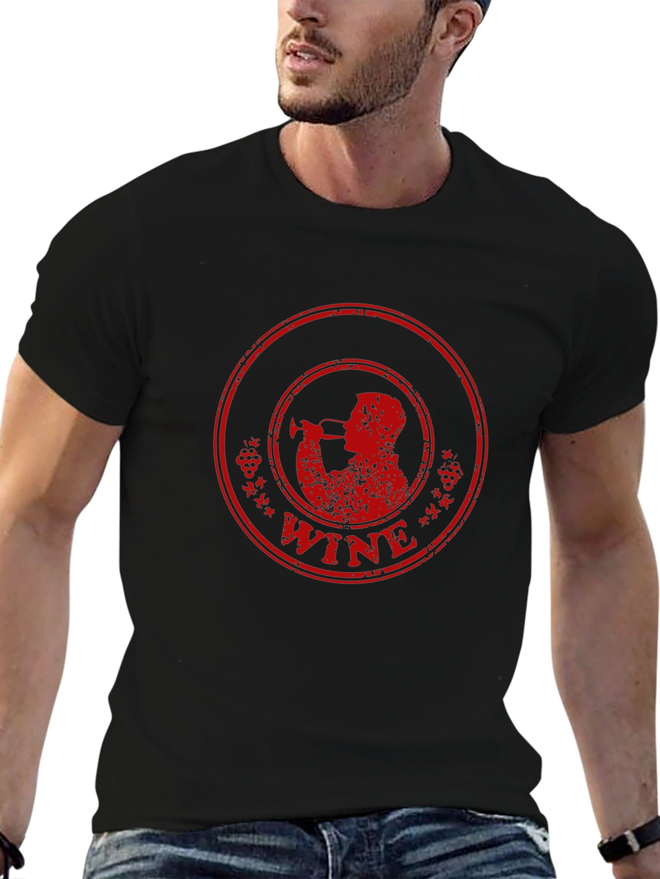 Wine Drinker Graphic T-Shirt - Black