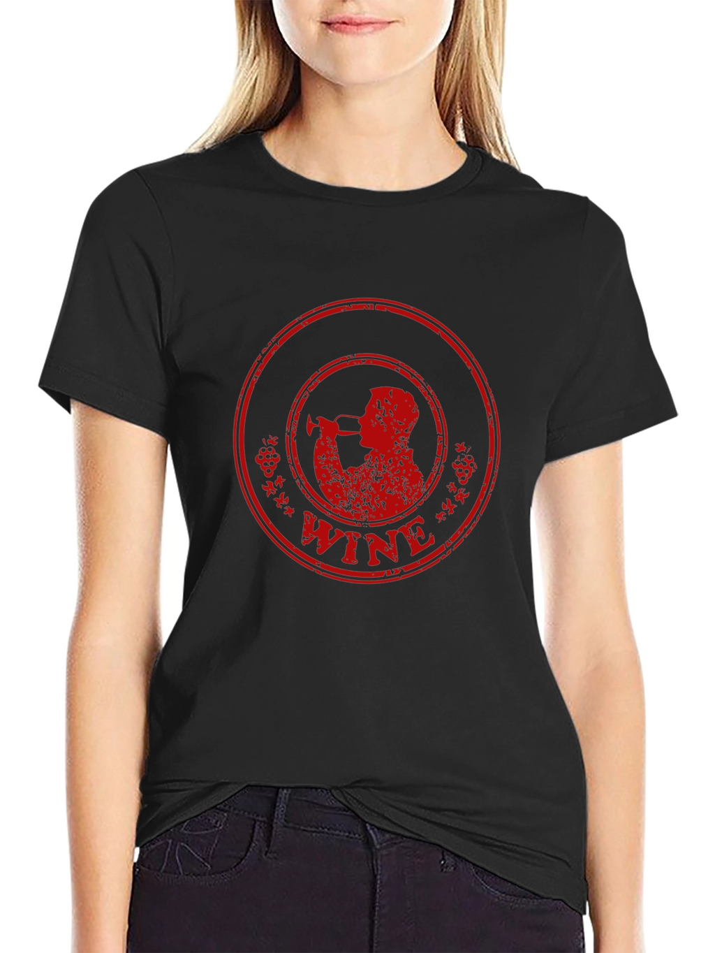 Wine Drinker Graphic T-Shirt - Black