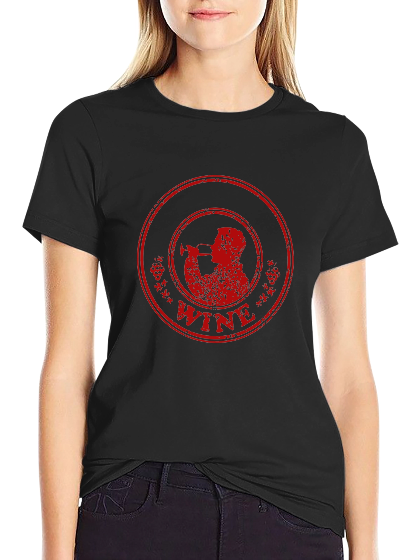 Wine Drinker Graphic T-Shirt - Black
