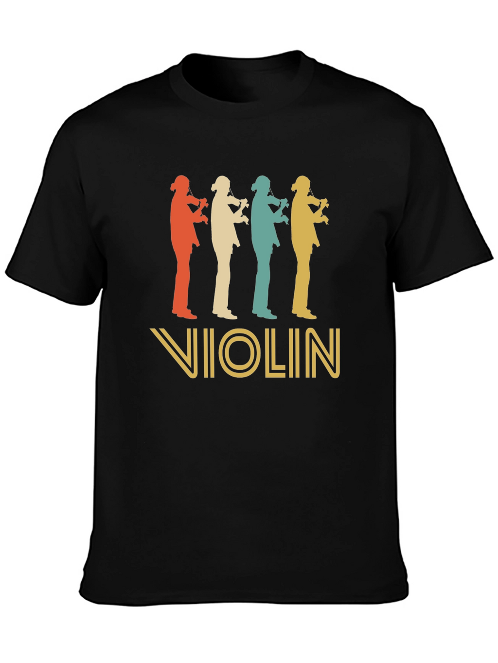Retro Violinist Silhouette Graphic T-Shirt