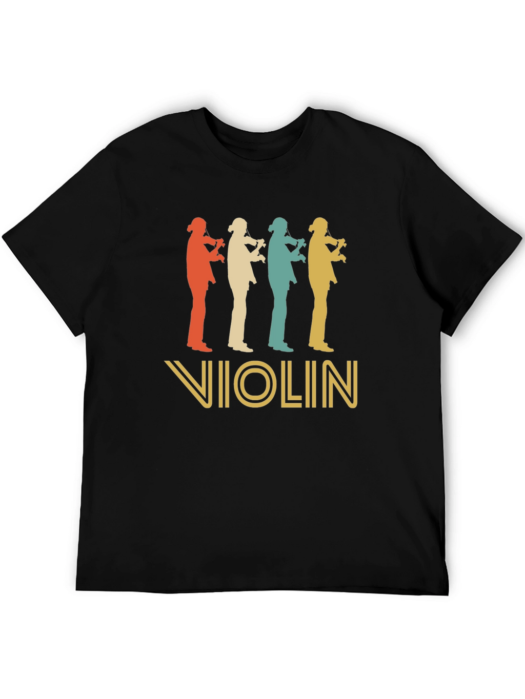 Retro Violinist Silhouette Graphic T-Shirt