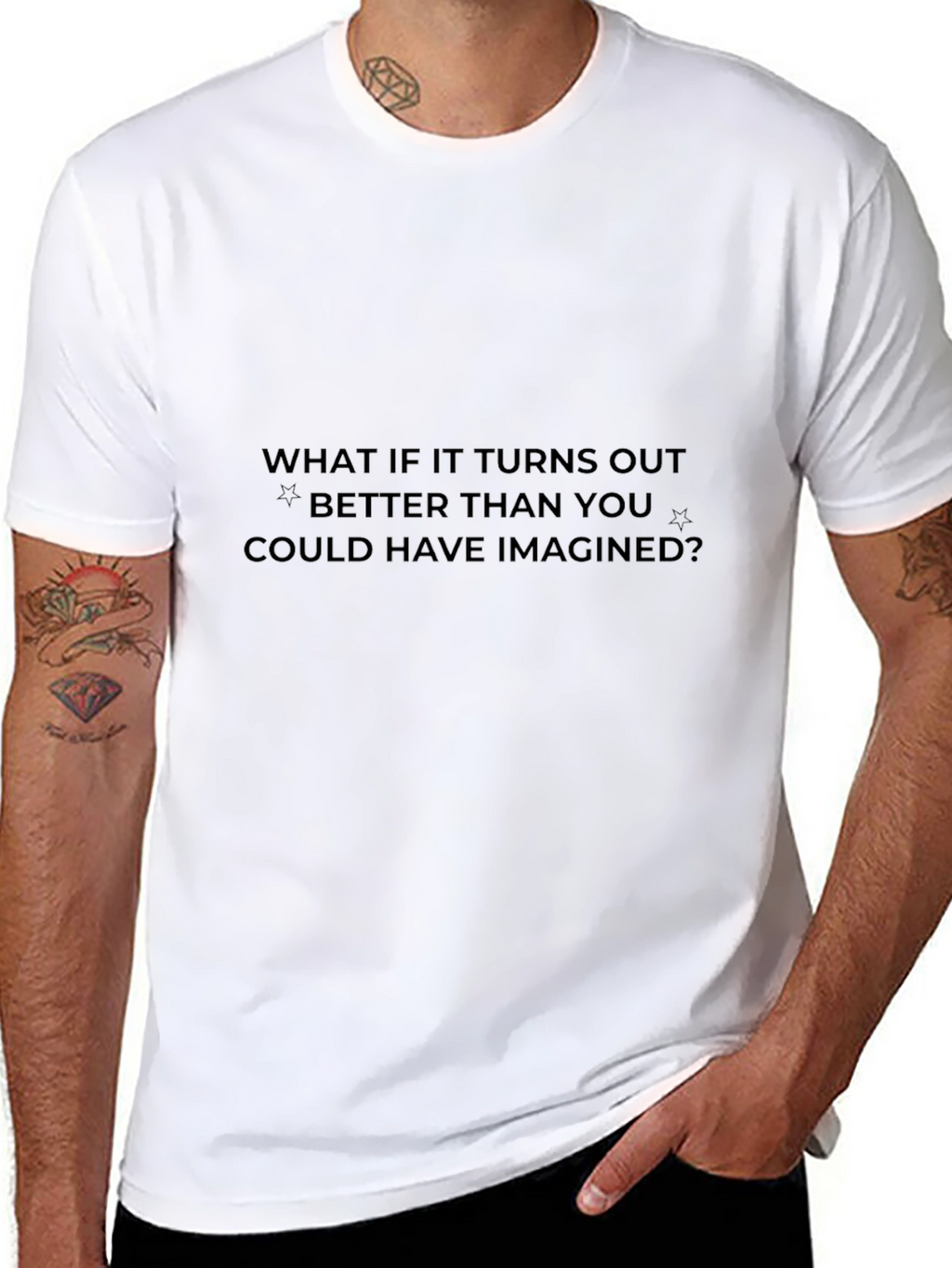 Motivational Quote Black T-Shirt - Better Than Imagined?