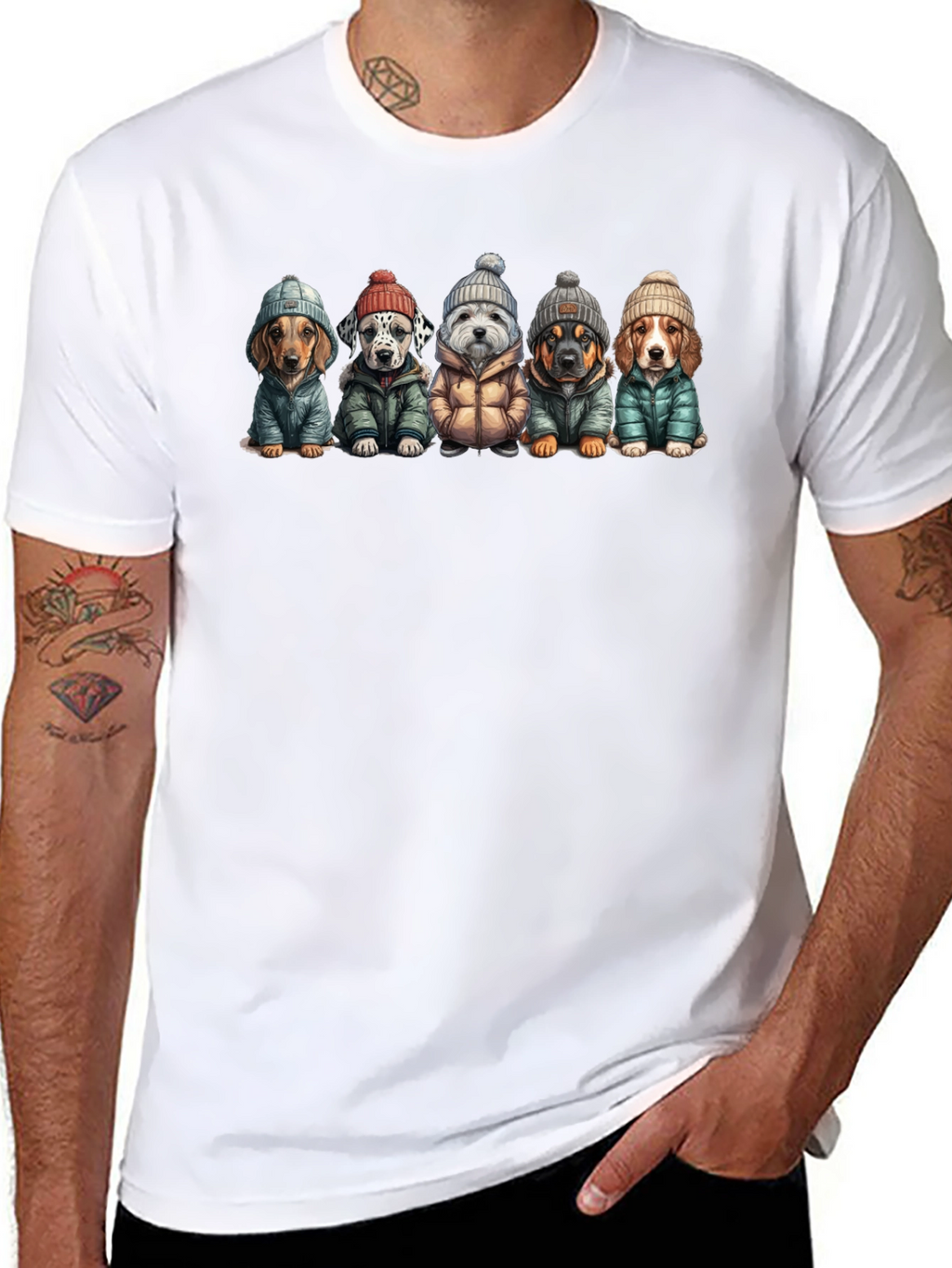 Dog Breed Winter Apparel Black T-Shirt