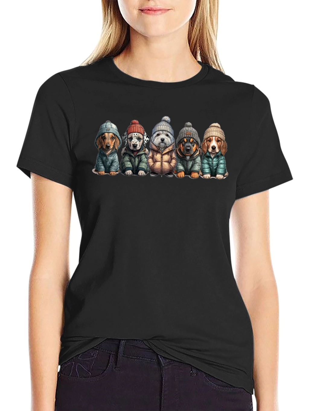 Dog Breed Winter Apparel Black T-Shirt