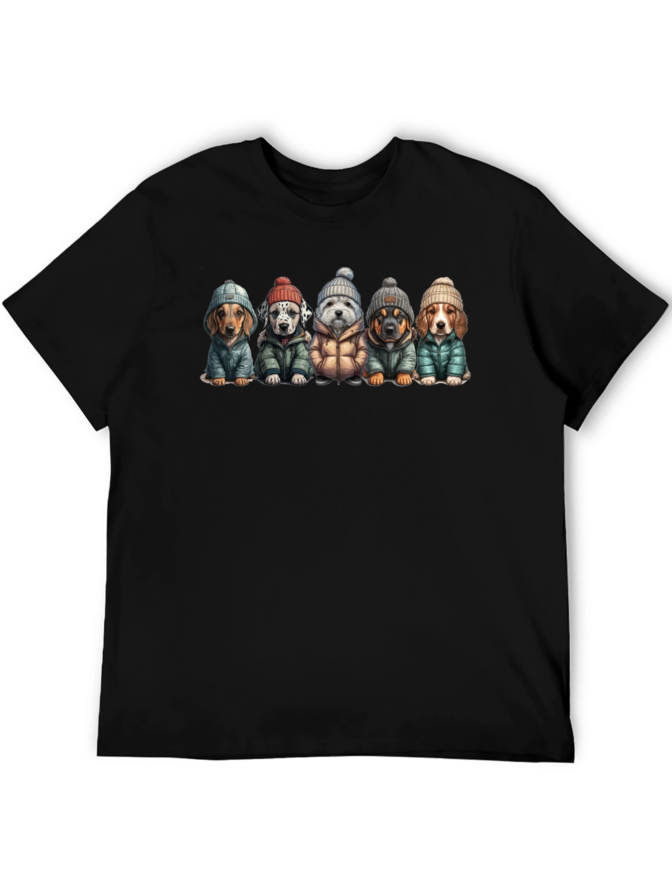 Dog Breed Winter Apparel Black T-Shirt