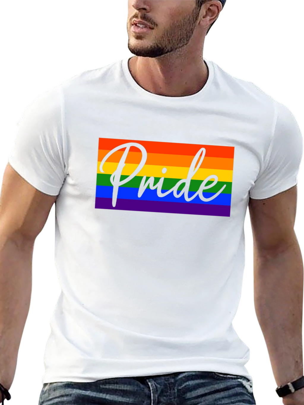 Pride Rainbow Graphic Tee - Black