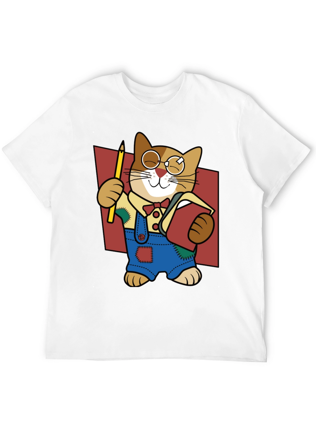 Quirky Cartoon Cat Graphic Tee - Black