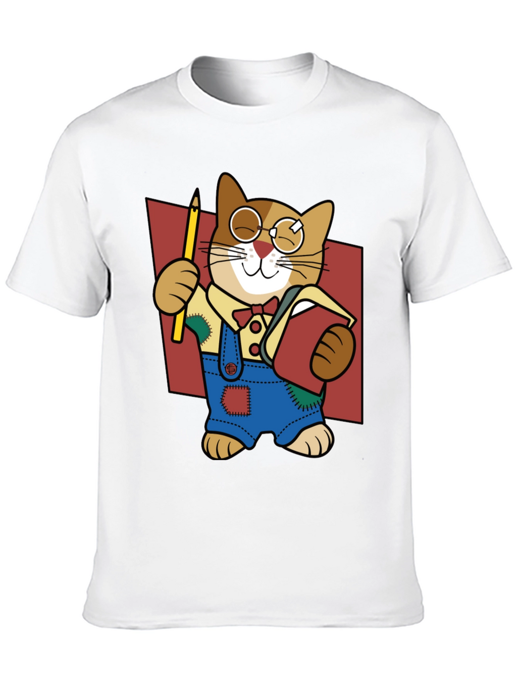Quirky Cartoon Cat Graphic Tee - Black