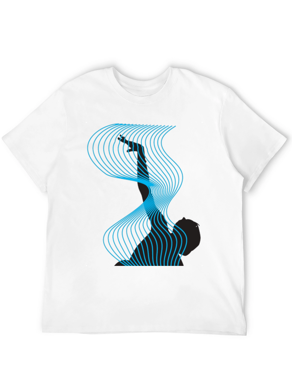 Abstract Wave Graphic Black T-Shirt