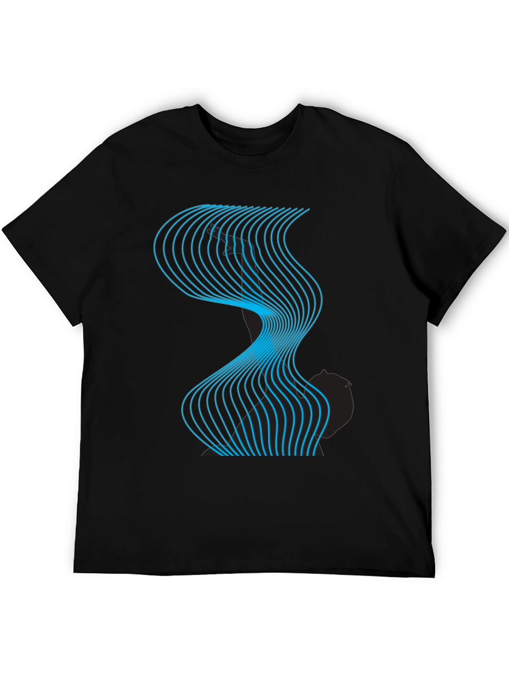 Abstract Wave Graphic Black T-Shirt